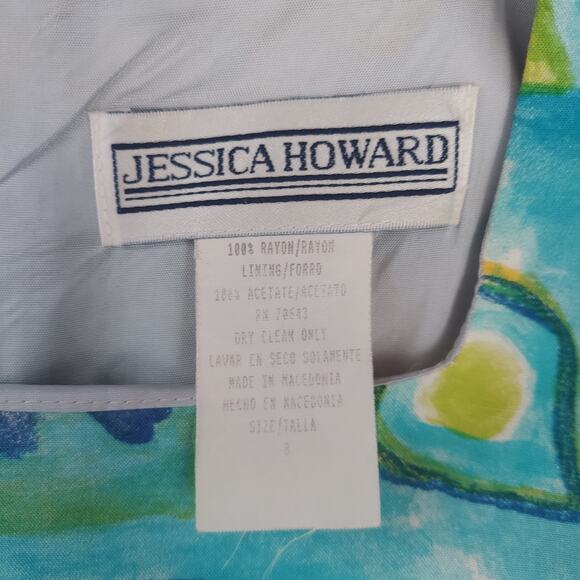 Vintage 90s Jessica Howard Yellow and Blue Abstract Mini Dress - Picture 10 of 12